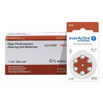 Everactive Ultrasonic 312 PR41 6BL klausos baterijos 60 vnt.